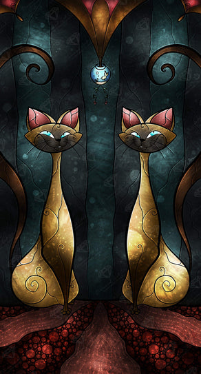 Diamond Painting Siamese Tease 21.7" x 40.2" (55cm x 102cm) / Round With 36 Colors including 1 AB / 70,034