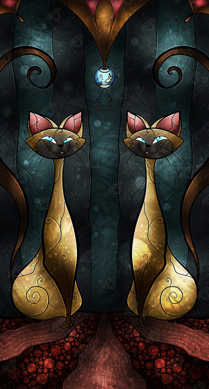 Diamond Painting Siamese Tease 21.7" x 40.2" (55cm x 102cm) / Round With 36 Colors including 1 AB / 70,034