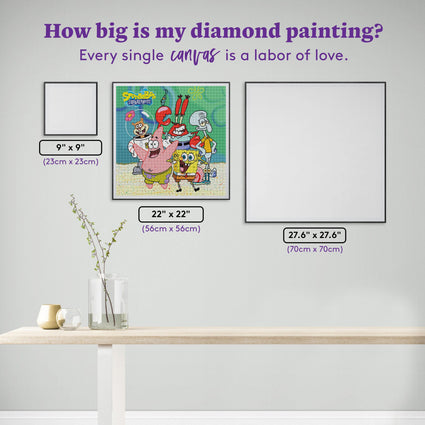Diamond Painting SpongeBob and Friends 22" x 22″ (56cm x 56cm) / Square with 37 Colors including 3 ABs / 48,841