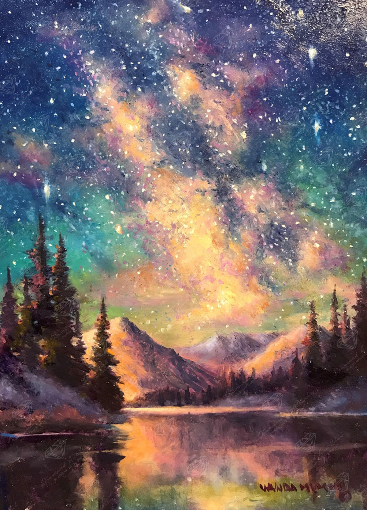 Diamond Painting Starry Night - Night Music 13" x 18" (33cm x 46cm) / Square with 63 Colors including 3 ABs / 24,156