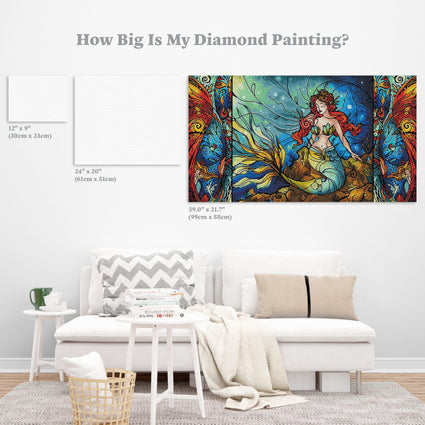 Diamond Painting The Serene Siren Triptych 21.7″ x 39.0″ (55cm x 99cm) / Square With 43 Colors including 2 ABs / 84,033