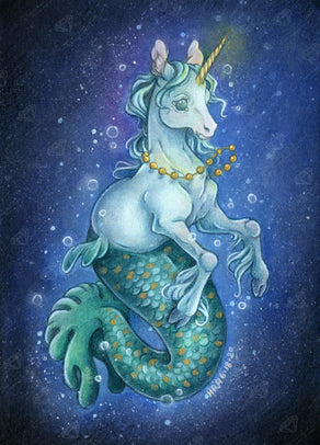Diamond Painting The Young Mermacorn 20" x 28" (51cm x 71cm) / Square with 38 Colors including 4 ABs / 57,936