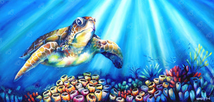 Diamond Painting Turtle Reef 35" x 17" (88.8cm x 42.6cm) / Round with 50 Colors including 4 ABs / 48,184