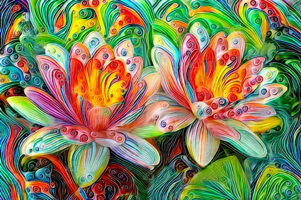 Diamond Painting Water Lilies 33" x 22" (83.7cm x 55.8cm) / Square with 54 Colors including 4 ABs / 75,264