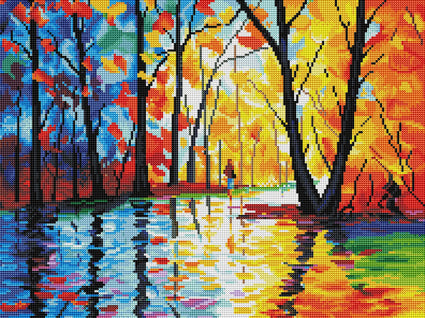Diamond Painting Wet Night 16.5″ x 22.0″ (42cm x 56cm) / Round With 38 Colors Including 2 ABs / 29,304