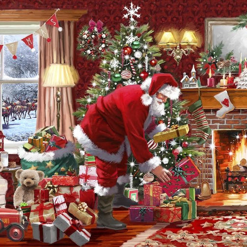Santa by the fireplace diamond painting