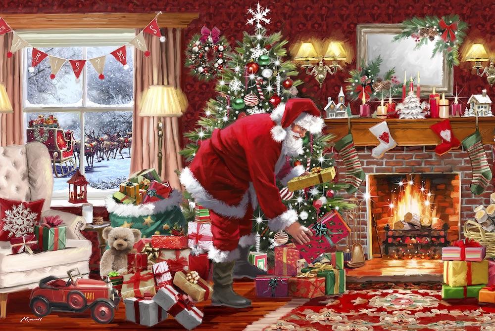 Santa by the fireplace diamond painting