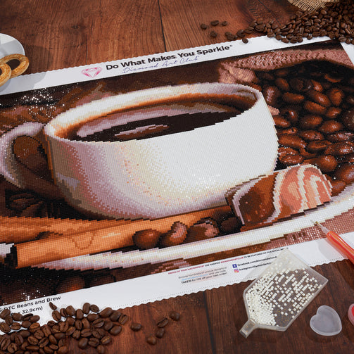 woman working on diamond painting