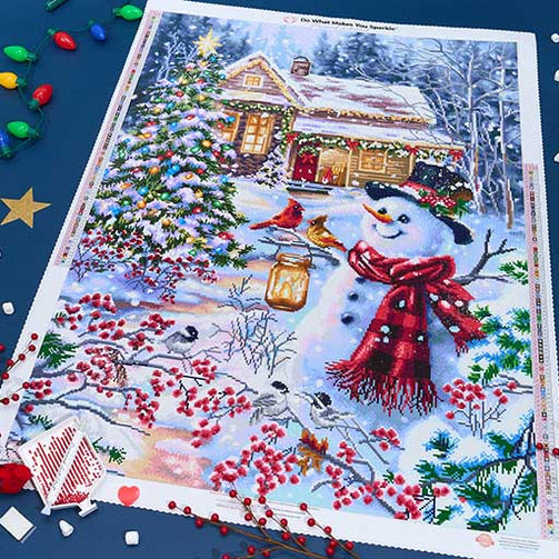 DAC cottage in the snow canvas