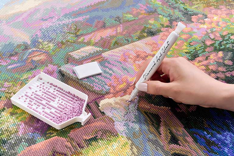 DAC drill pen beads tools on canvas