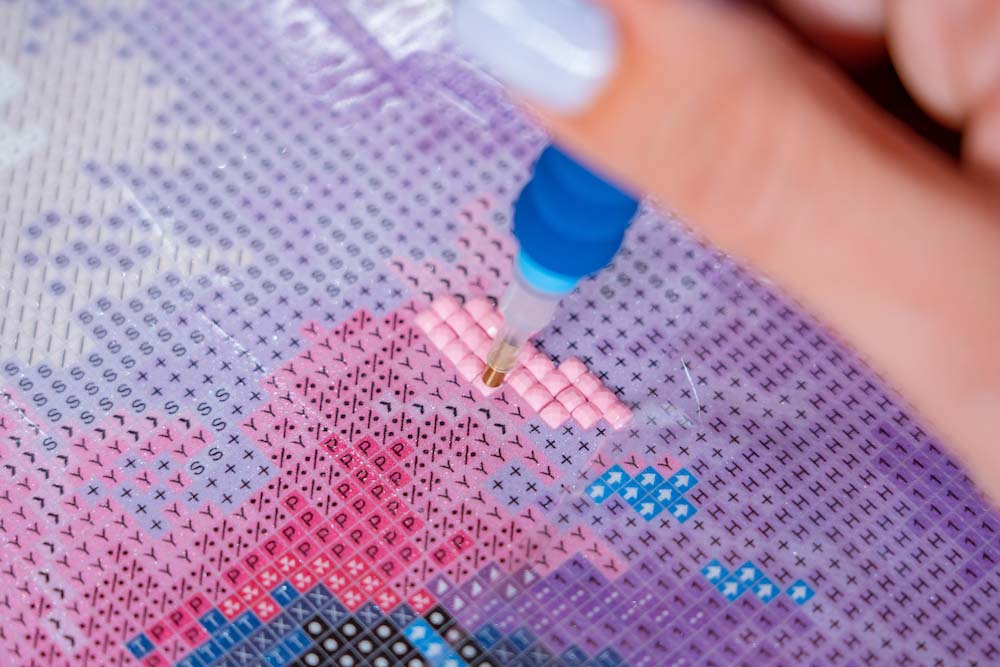 closeup diamond art instructions