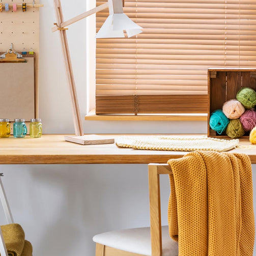craft desk with variety of art materials