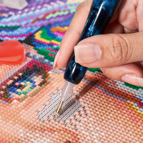 diamond art application closeup