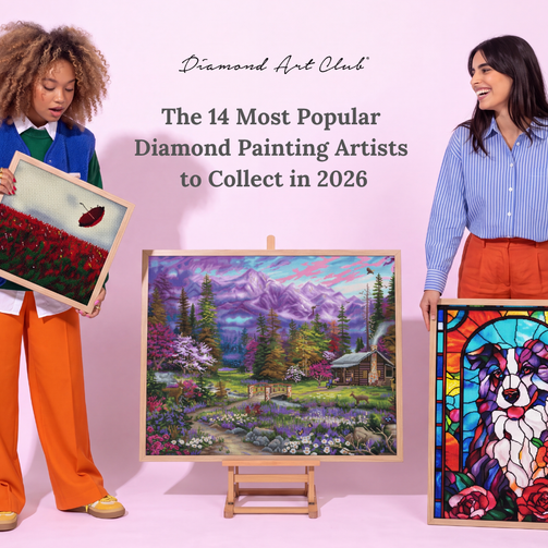 two girls holding unique diamond painting kits
