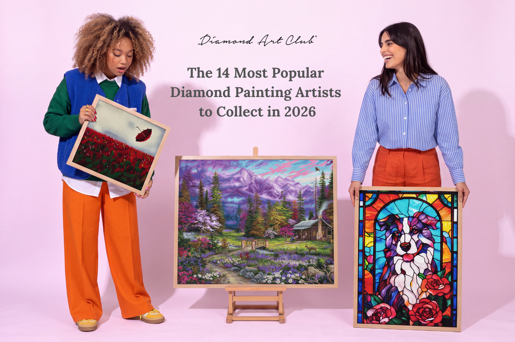 two girls holding unique diamond painting kits
