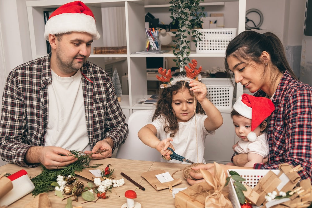 happy family is preparing for Christmas