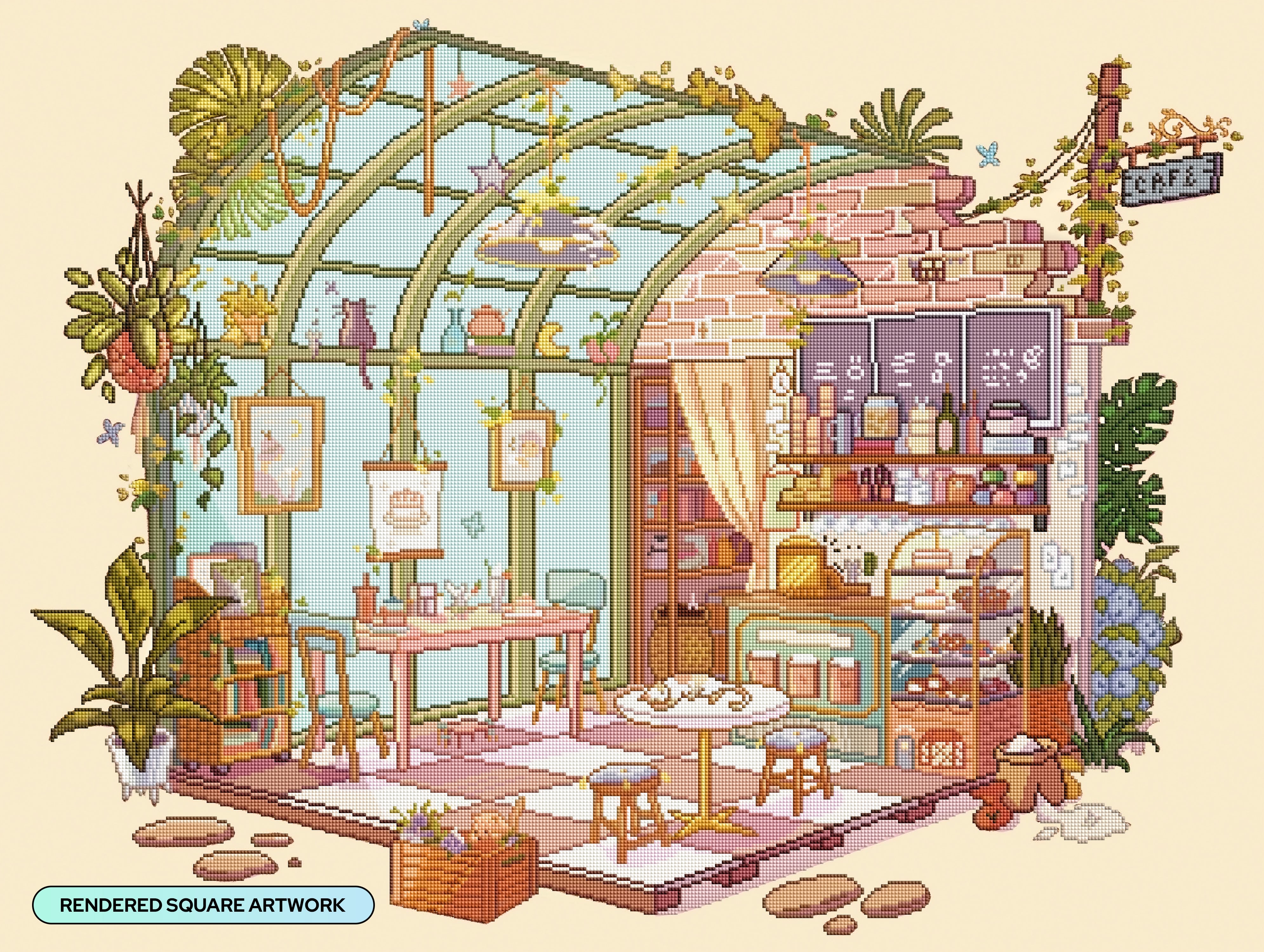 居心地のよいカフェのダイヤモンドペインティングキット – Diamond Art