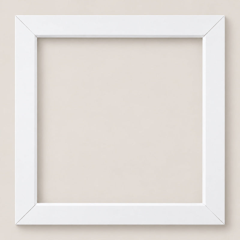13″ × 13″ InstaFrame white wood frame — empty front view on a warm neutral background