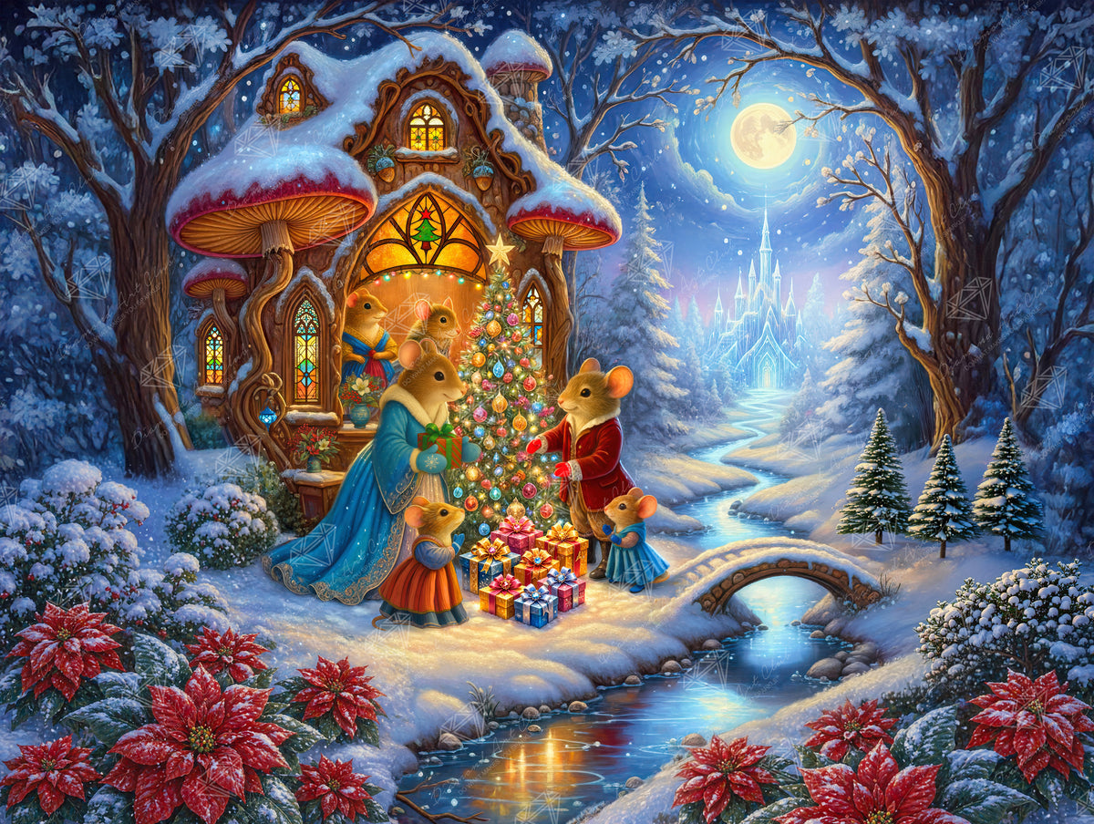Mouse Christmas Cottage Castle