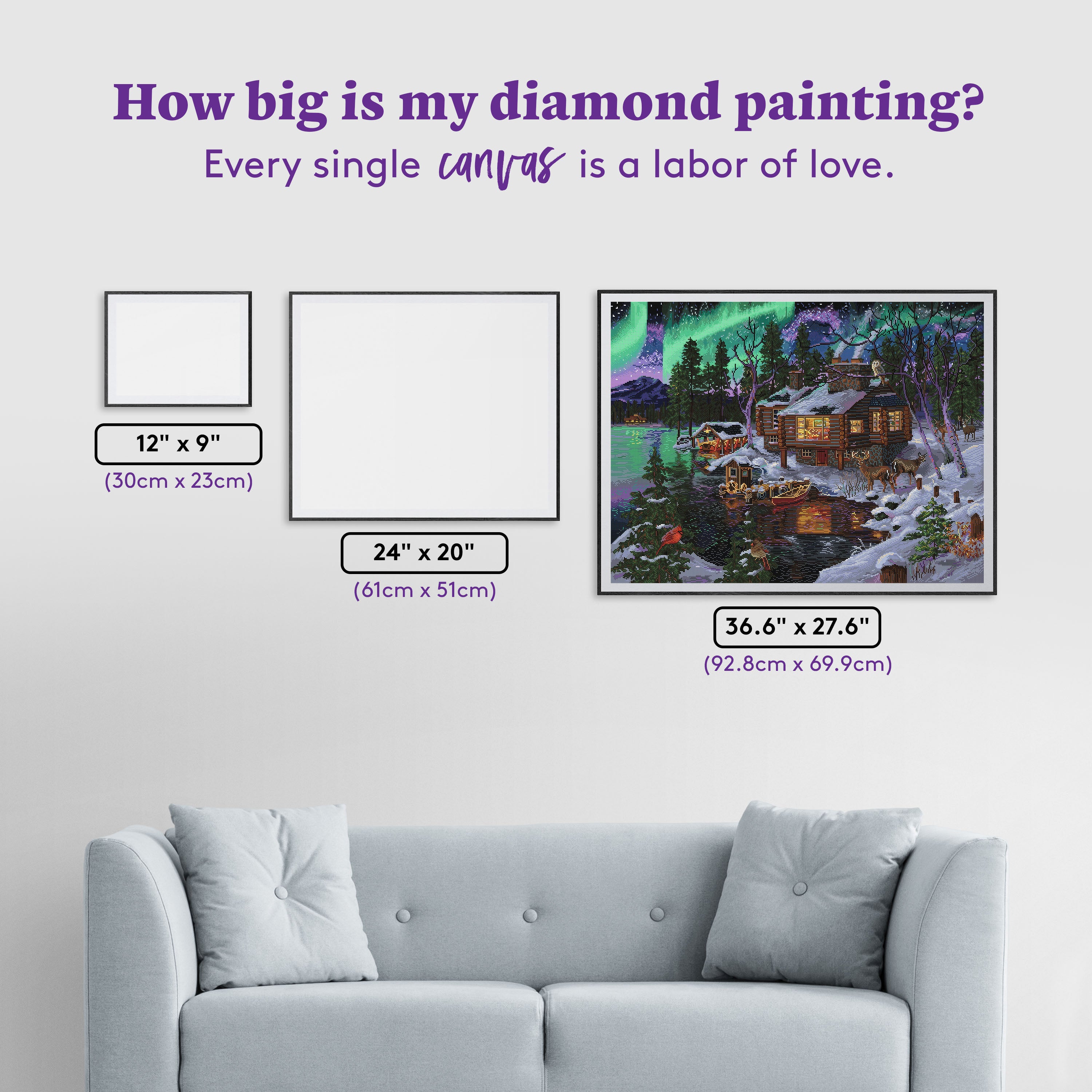 オーロラの山小屋 ダイヤモンドアートキット – Diamond Art Club