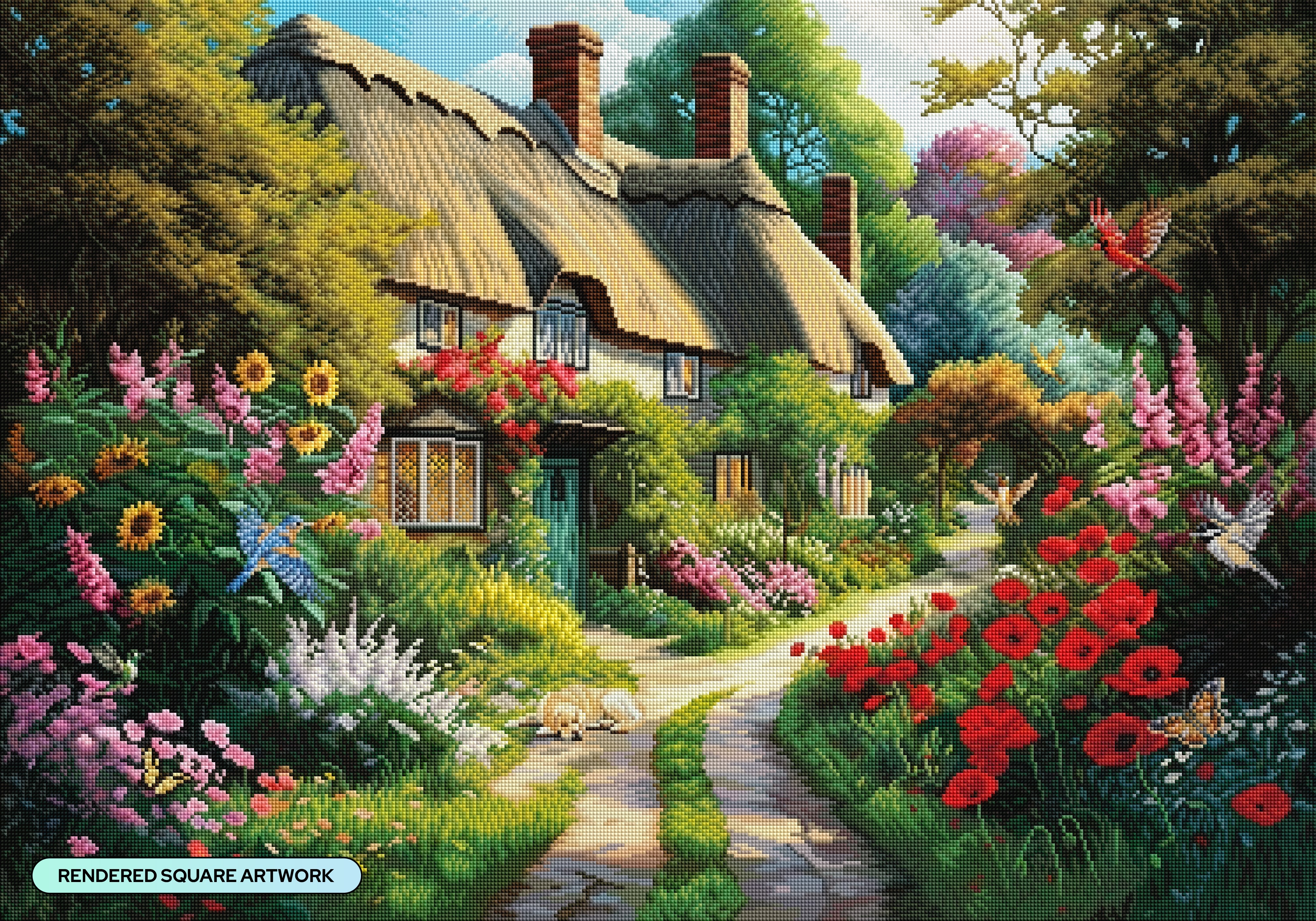ダイヤモンドアートクラブ　茅葺屋根のコテージ The Rustic Cottage Diamond Painting Kit – Diamond Art Club
