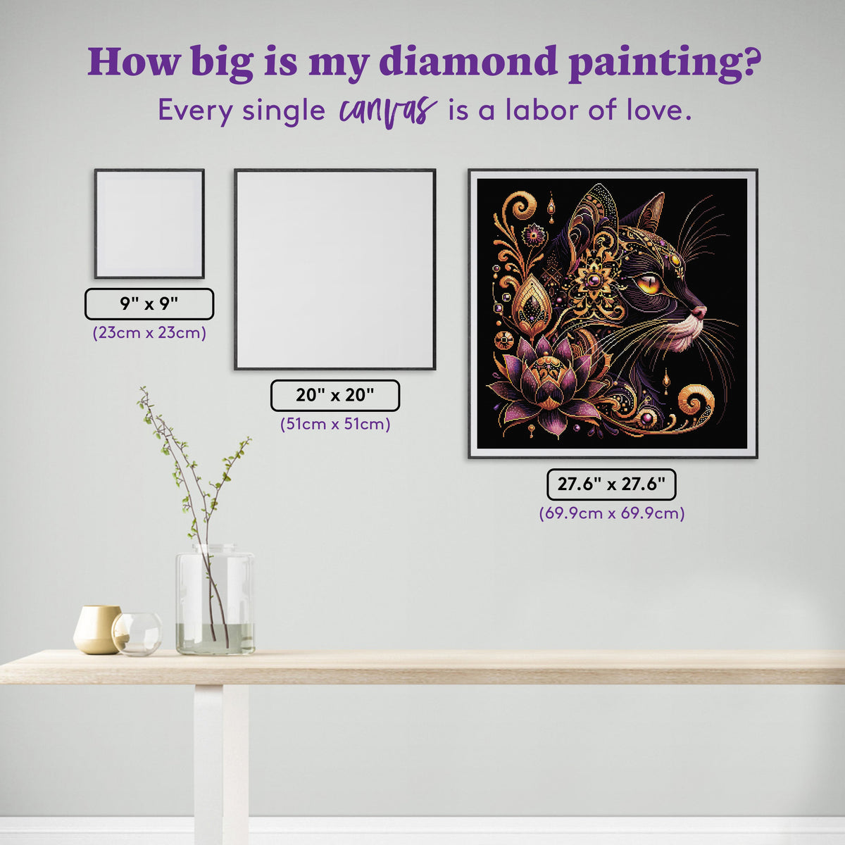 Diamond Painting A Cat Named Lotus 27.6" x 27.6" (69.9cm x 69.9cm) / Square with 79 Colors including 1 AB and 1 Iridescent Diamond and 3 Fairy Dust Diamonds / 78,961