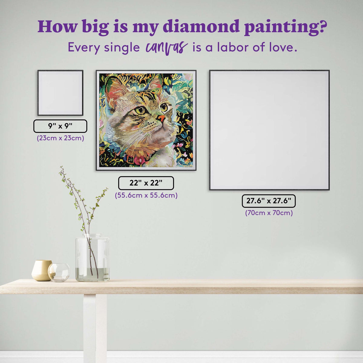 Diamond Painting A Cat Named Petunia 22" x 22" (55.6cm x 55.6cm) / Round with 97 Colors including 2 ABs and 3 Fairy Dust Diamonds / 40,804