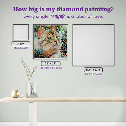 Diamond Painting A Cat Named Petunia 22" x 22" (55.6cm x 55.6cm) / Round with 97 Colors including 2 ABs and 3 Fairy Dust Diamonds / 40,804