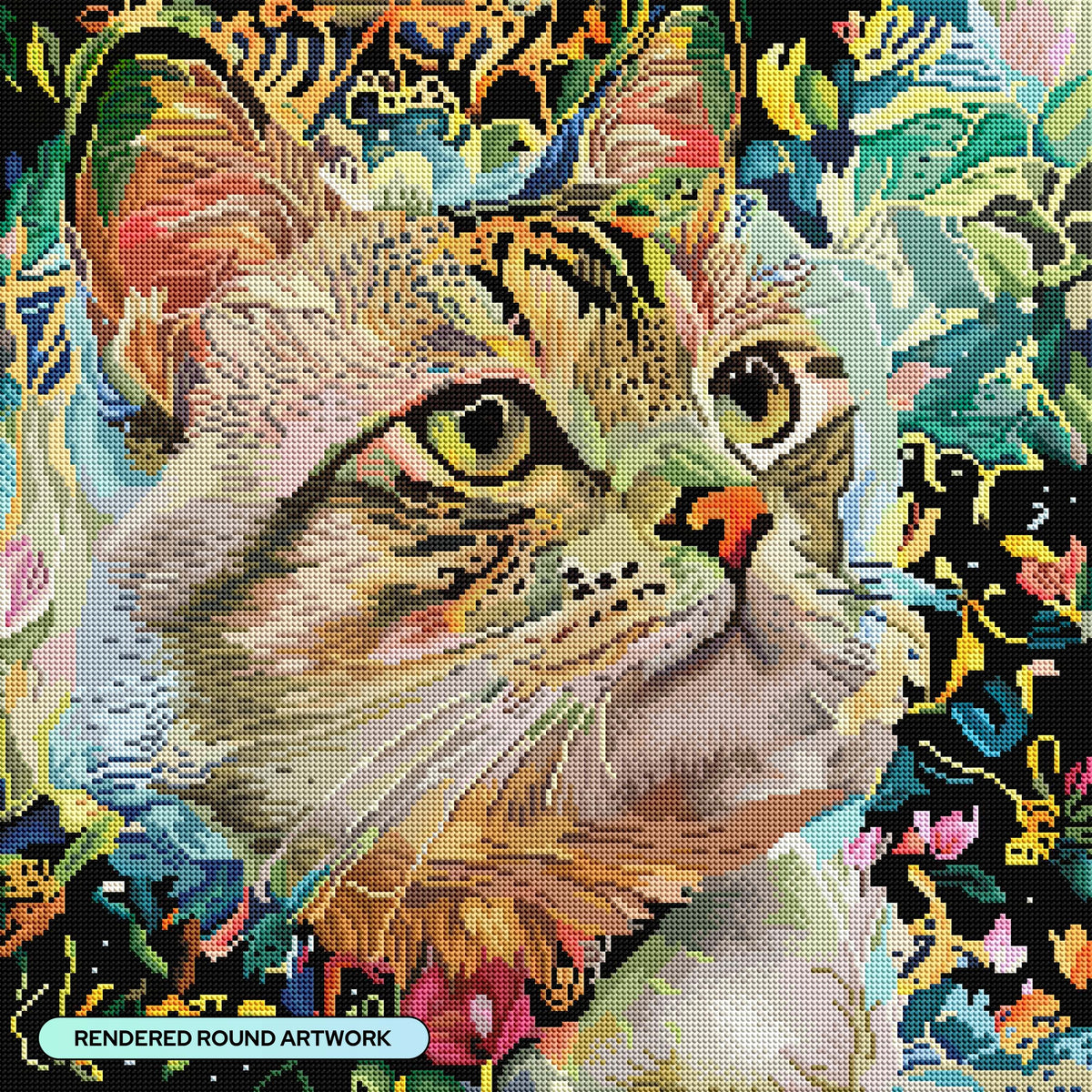 Diamond Painting A Cat Named Petunia 22" x 22" (55.6cm x 55.6cm) / Round with 97 Colors including 2 ABs and 3 Fairy Dust Diamonds / 40,804