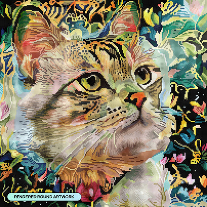 Diamond Painting A Cat Named Petunia 22" x 22" (55.6cm x 55.6cm) / Round with 97 Colors including 2 ABs and 3 Fairy Dust Diamonds / 40,804
