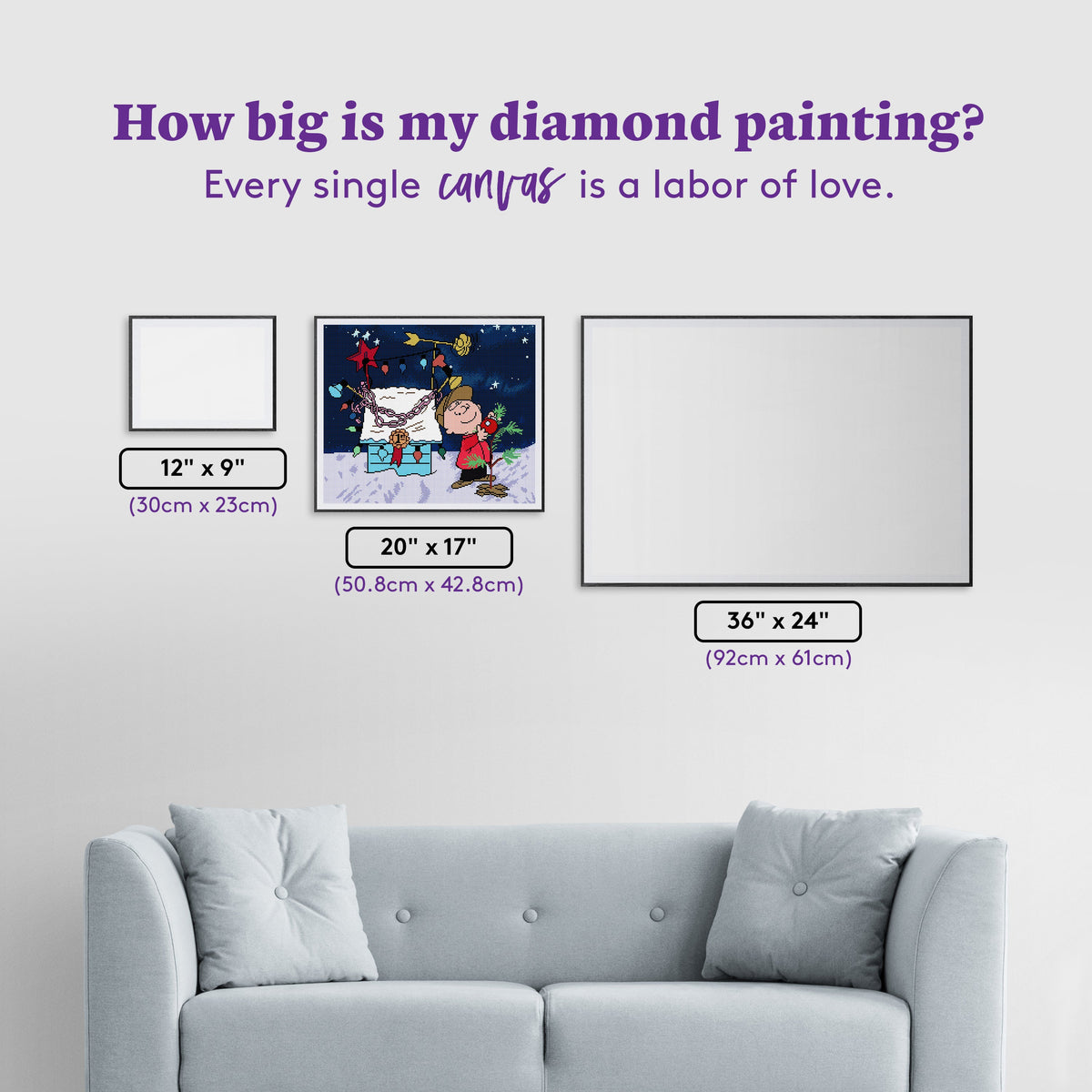 Diamond Painting A Charlie Brown Christmas 20" x 17" (50.8cm x 42.8cm) / Square With 29 Colors including 1 AB and 8 Fairy Dust Diamonds / 35,088