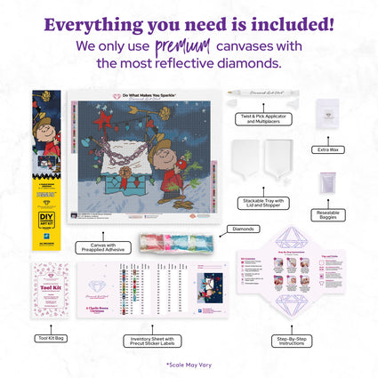 Diamond Painting A Charlie Brown Christmas 20" x 17" (50.8cm x 42.8cm) / Square With 29 Colors including 1 AB and 8 Fairy Dust Diamonds / 35,088