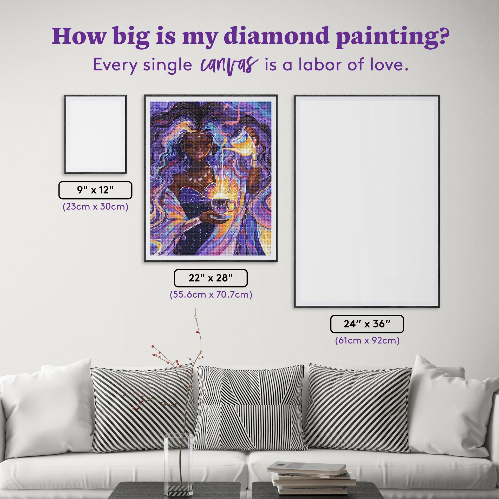 Diamond Painting A Cup of Sunshine 22" x 28" (55.6cm x 70.7cm) / Round with 61 Colors including 3 ABs and 5 Fairy Dust Diamonds / 51,914