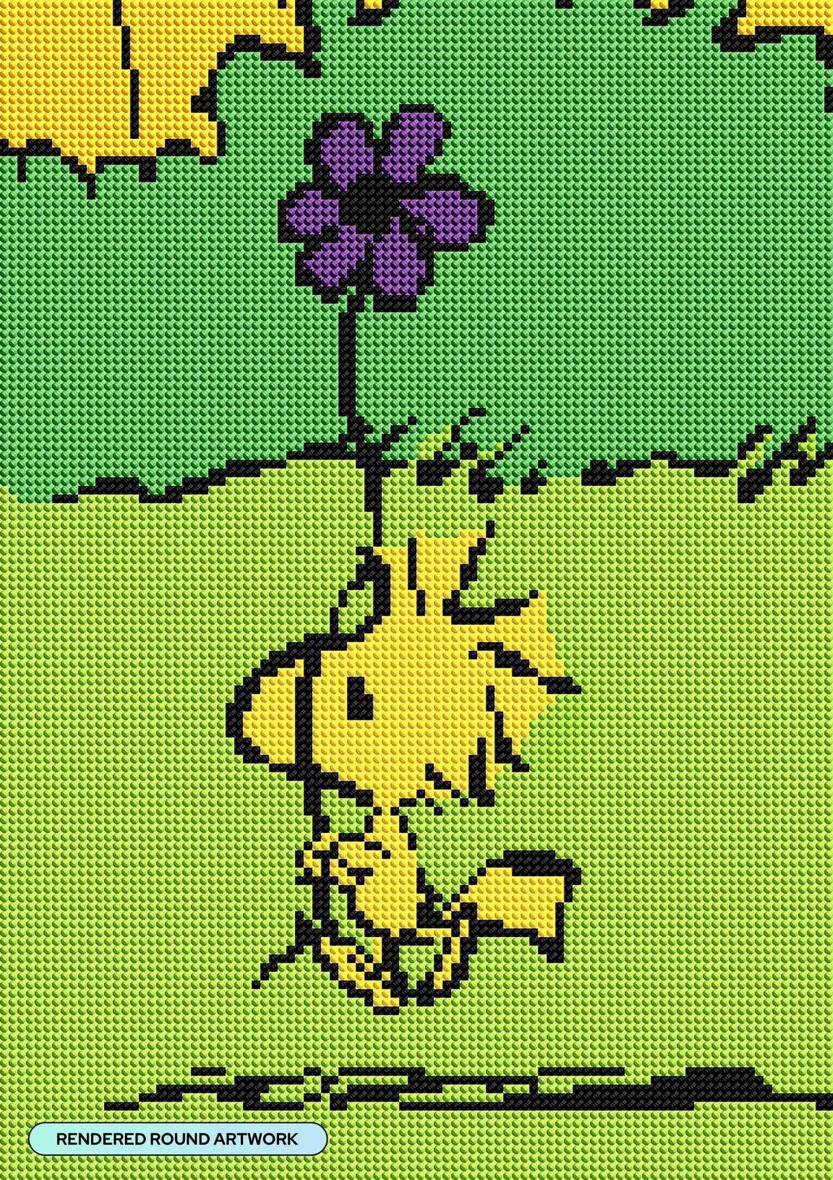 Diamond Painting A Flower for Woodstock 10.6" x 15" (27cm x 38cm) / Round With 6 Colors including 1 AB Diamonds and 1 Fairy Dust Diamonds / 13,056