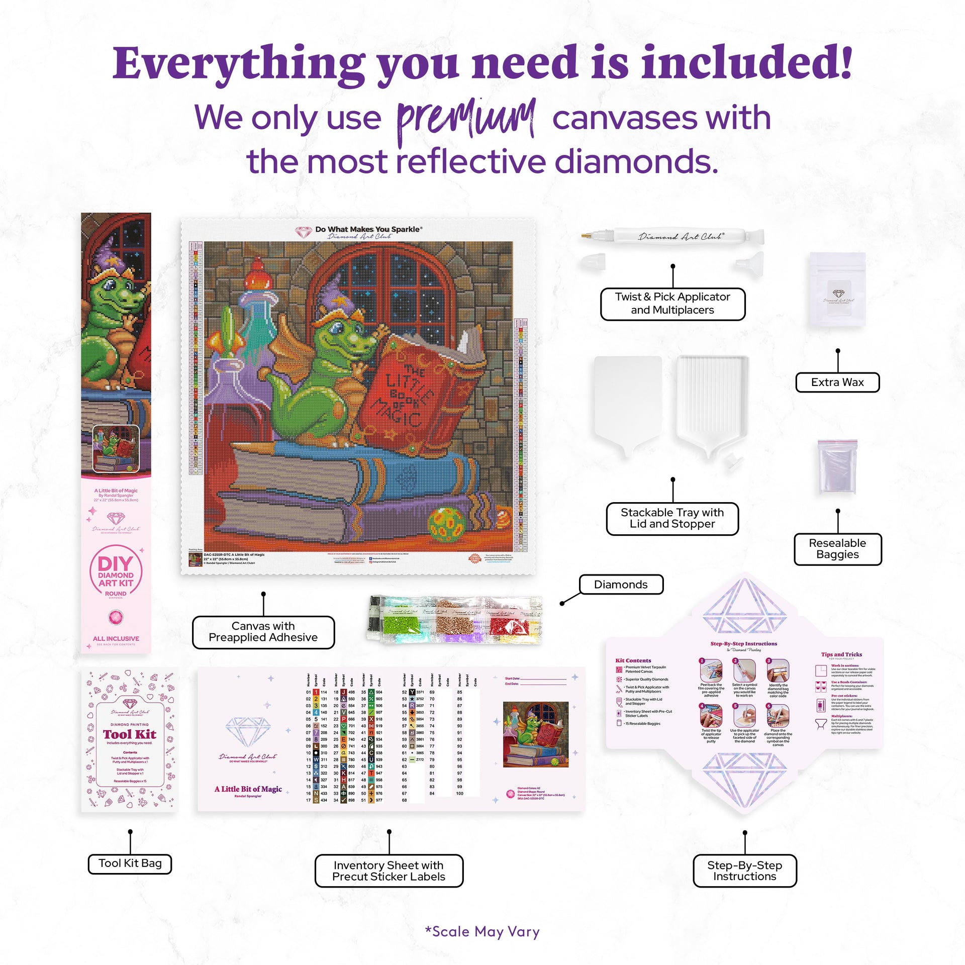 Diamond Painting A Little Bit of Magic 22" x 22" (55.8cm x 55.8cm) / Round with 62 Colors including 5 ABs and 1 Fairy Dust Diamonds / 39,601