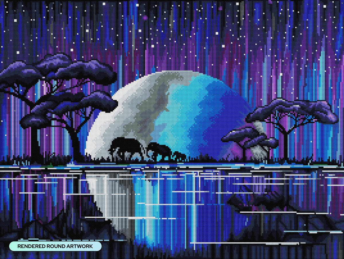 Diamond Painting A Midnight Stroll Home 29" x 22" (73.7cm x 55.6cm) / Round with 37 Colors including 1 AB and 1 Special Diamond and 4 Fairy Dust Diamonds / 54,136