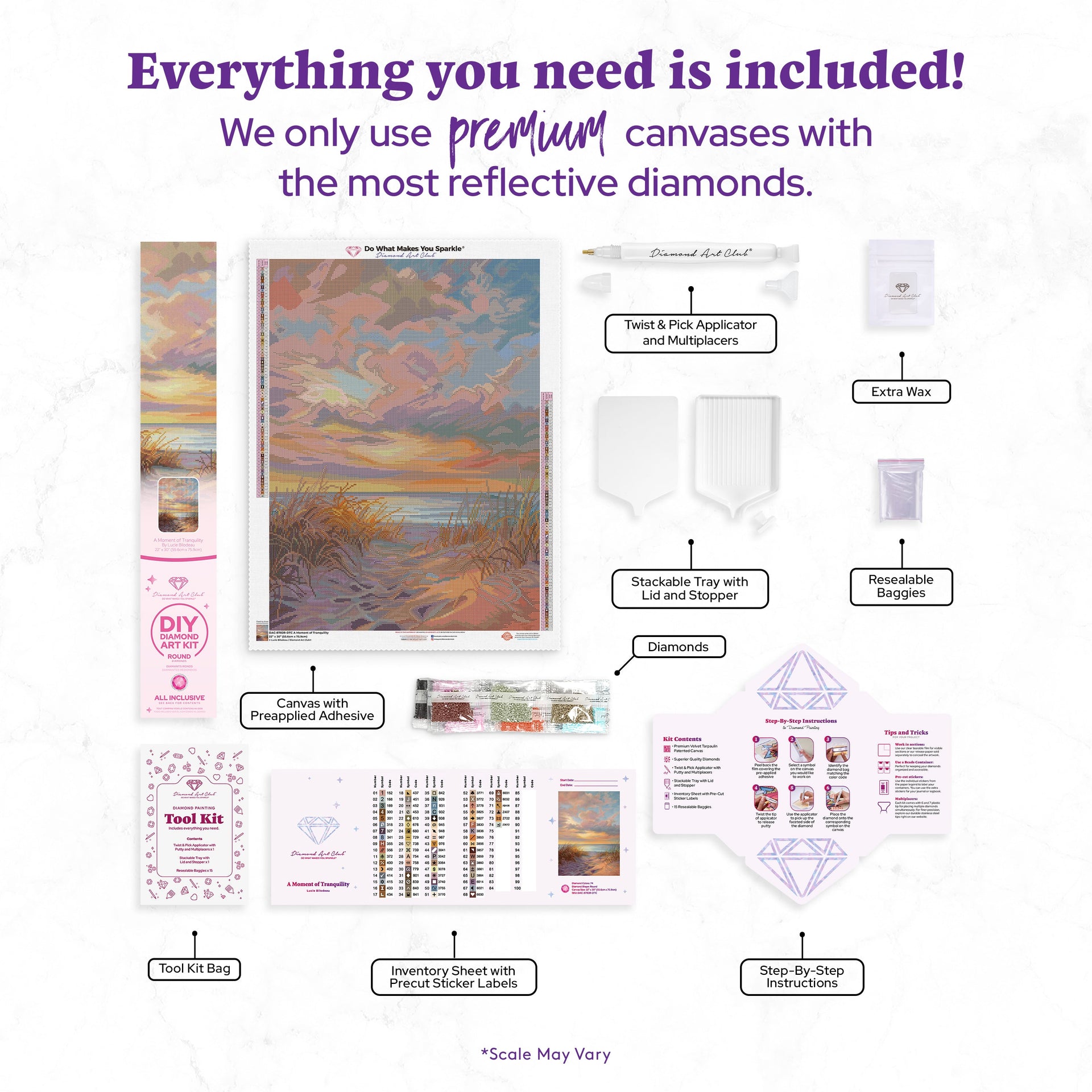 Diamond Painting A Moment of Tranquility 22" x 30" (55.6cm x 75.9cm) / Round with 74 Colors including 1 AB and 3 Fairy Dust Diamonds / 55,752