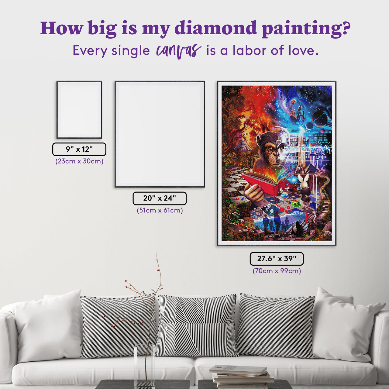 Diamond Painting A Question of Reality 27.6" x 39" (70cm x 99cm) / Square with 76 Colors including 5 AB Diamonds and 2 Fairy Dust Diamonds / 108,501