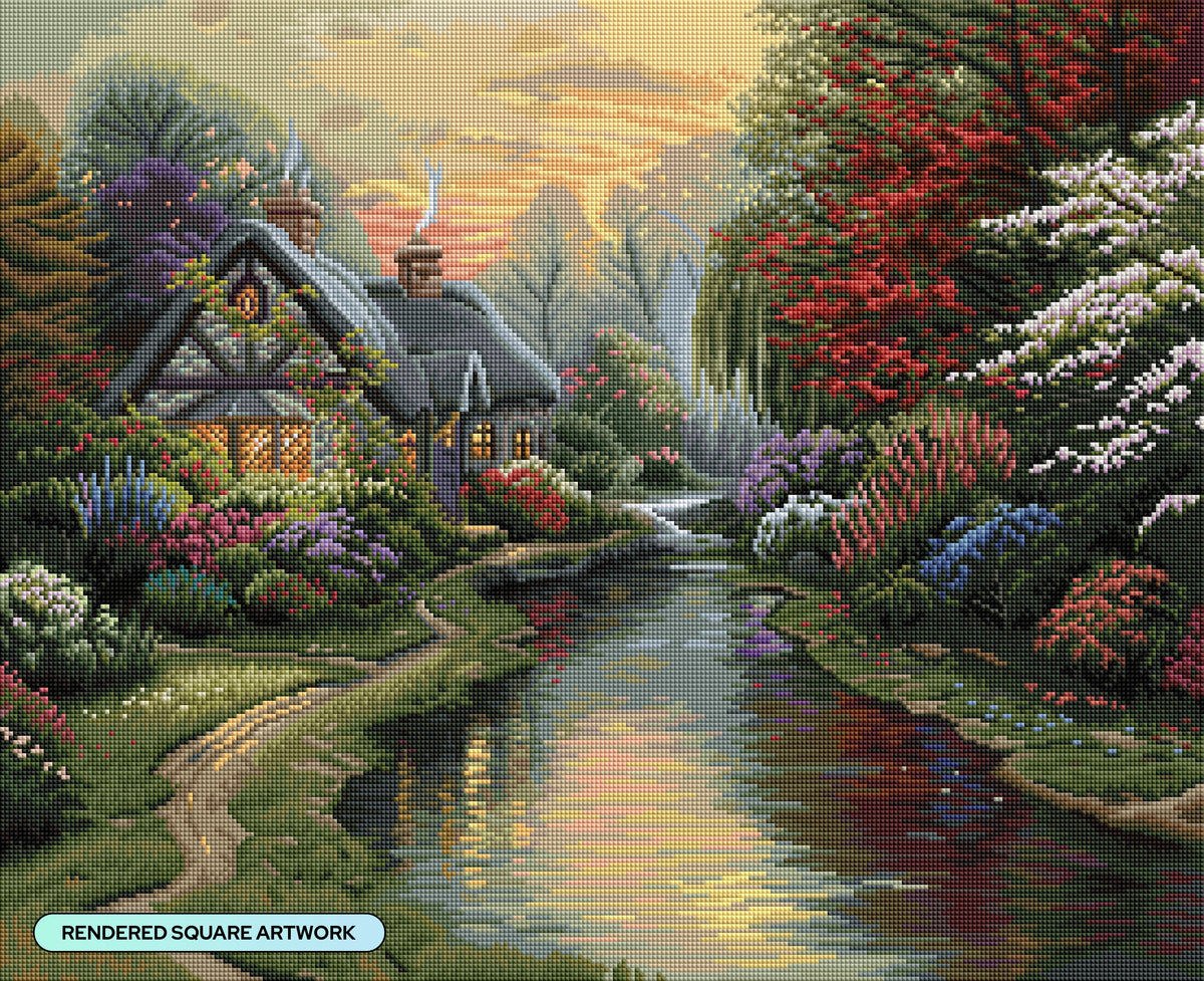 Diamond Painting A Quiet Evening 27" x 22" (68.5cm x 55.8cm) / Square With 61 Colors Including 1 AB and 4 Fairy Dust Diamonds / 61,600