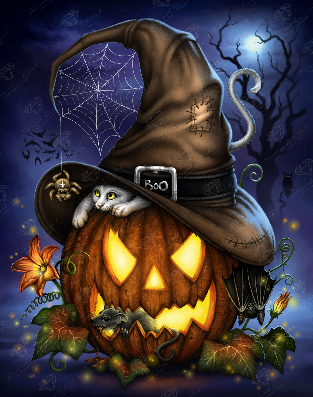 Diamond Painting A Spooktacular Night 22" x 28" (55.8cm x 70.7cm) / Square with 55 colors including 2 ABs and 2 Fairy Dust Diamonds / 63,616