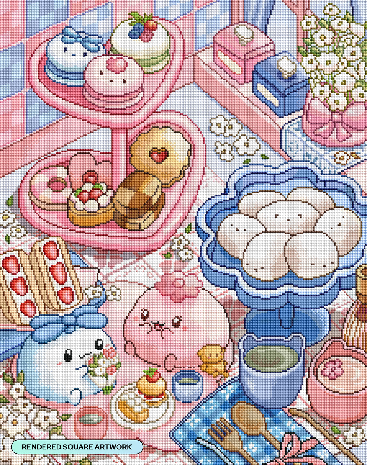Diamond Painting A Sweet Picnic 22" x 28" (55.8cm x 70.7cm) / Square with 68 Colors including 2 ABs and 4 Fairy Dust Diamonds / 63,616
