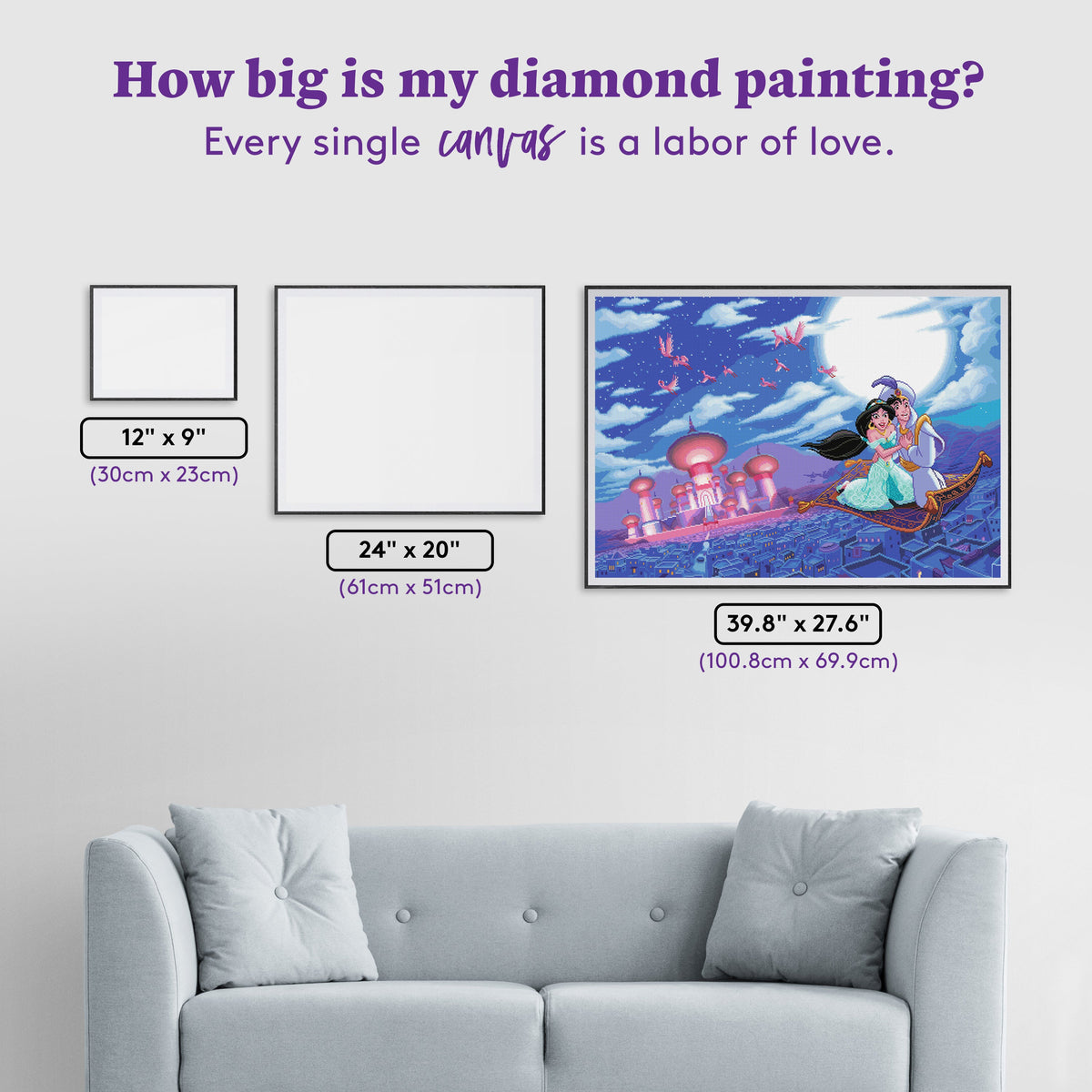 Diamond Painting A Whole New World 39.8" x 27.6" (100.8cm x 69.9cm) / Square with 71 Colors including 1 AB and 1 Electro Diamond and 6 Fairy Dust Diamonds / 113,805