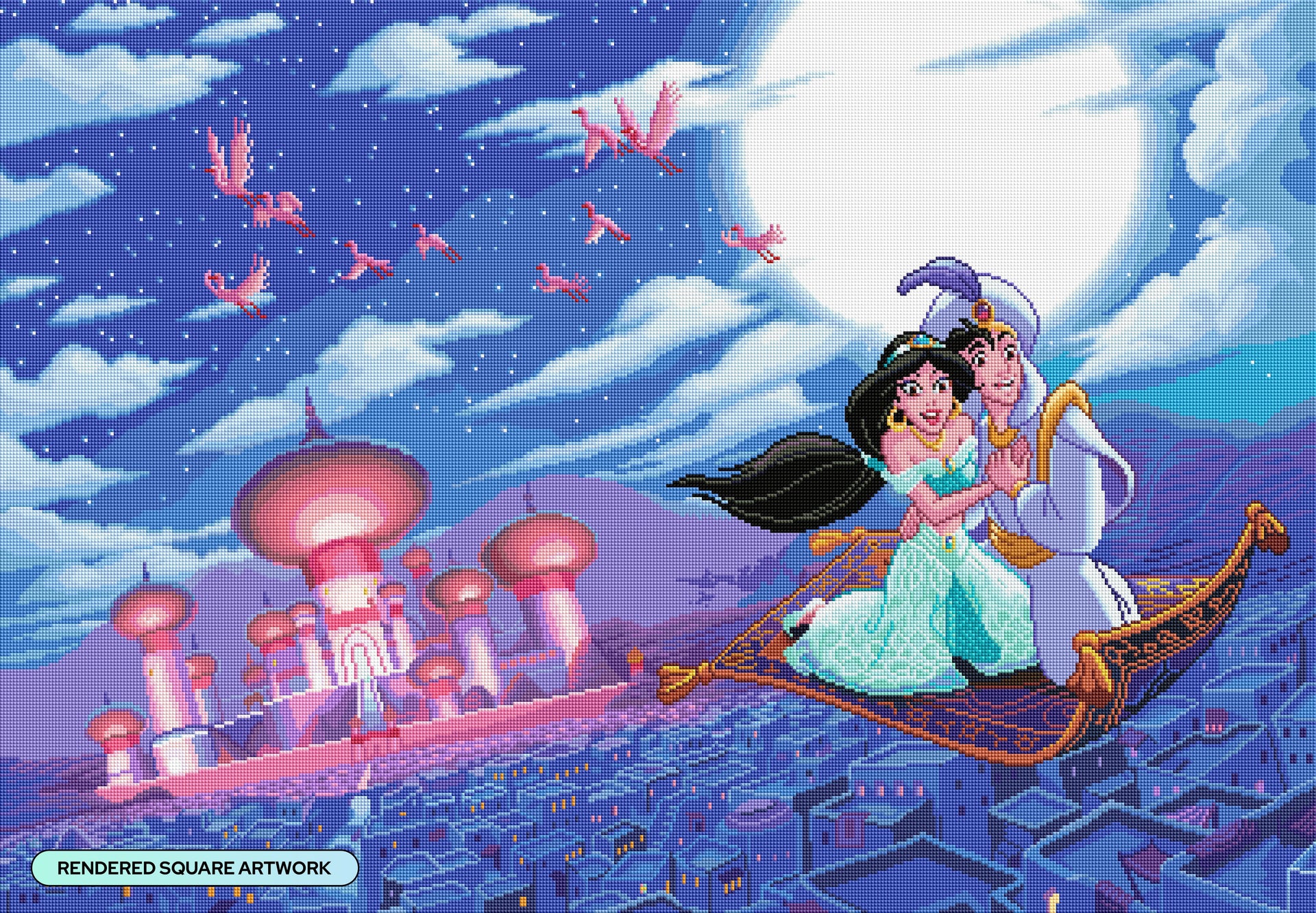 Diamond Painting A Whole New World 39.8" x 27.6" (100.8cm x 69.9cm) / Square with 71 Colors including 1 AB and 1 Electro Diamond and 6 Fairy Dust Diamonds / 113,805