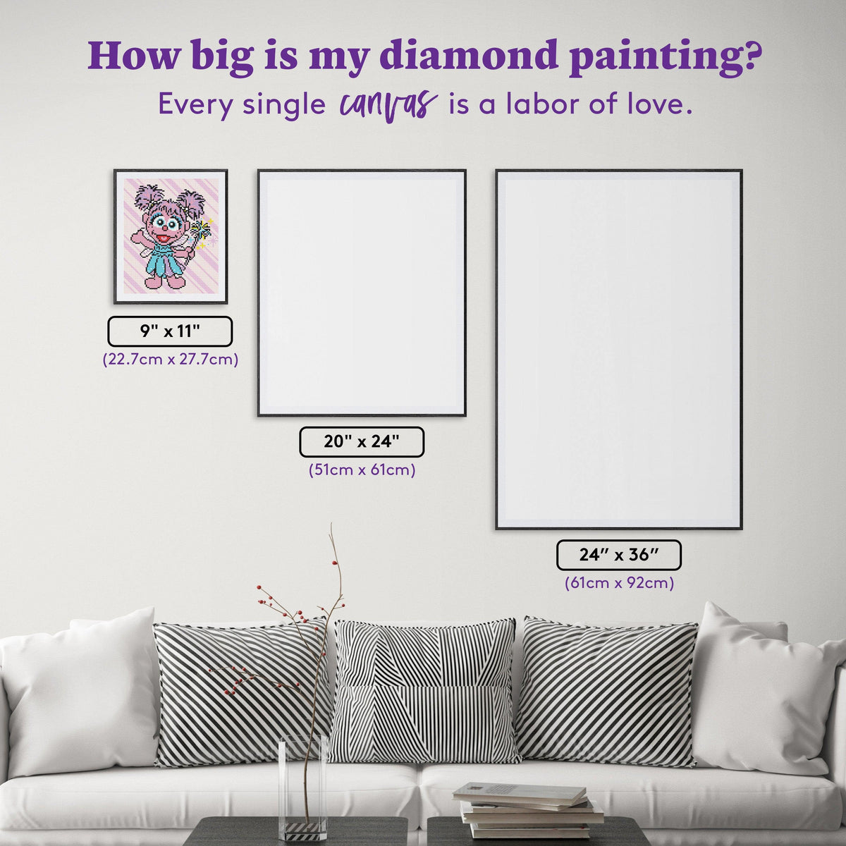 Diamond Painting Abby Cadabby™ 9" x 11" (22.7cm x 27.7cm) / Round with 14 Colors including 3 AB Diamonds and 1 Glow in the Dark Diamonds and 1 Fairy Dust Diamonds / 8,019