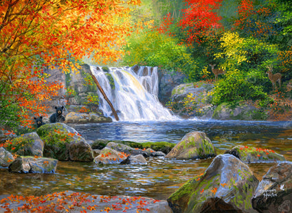Diamond Painting Abrams Falls 37.8" x 27.6" (96cm x 70cm) / Square with 64 Colors including 3 ABs, 2 Fairy Dust Diamonds and 1 Iridescent Diamonds / 108,185