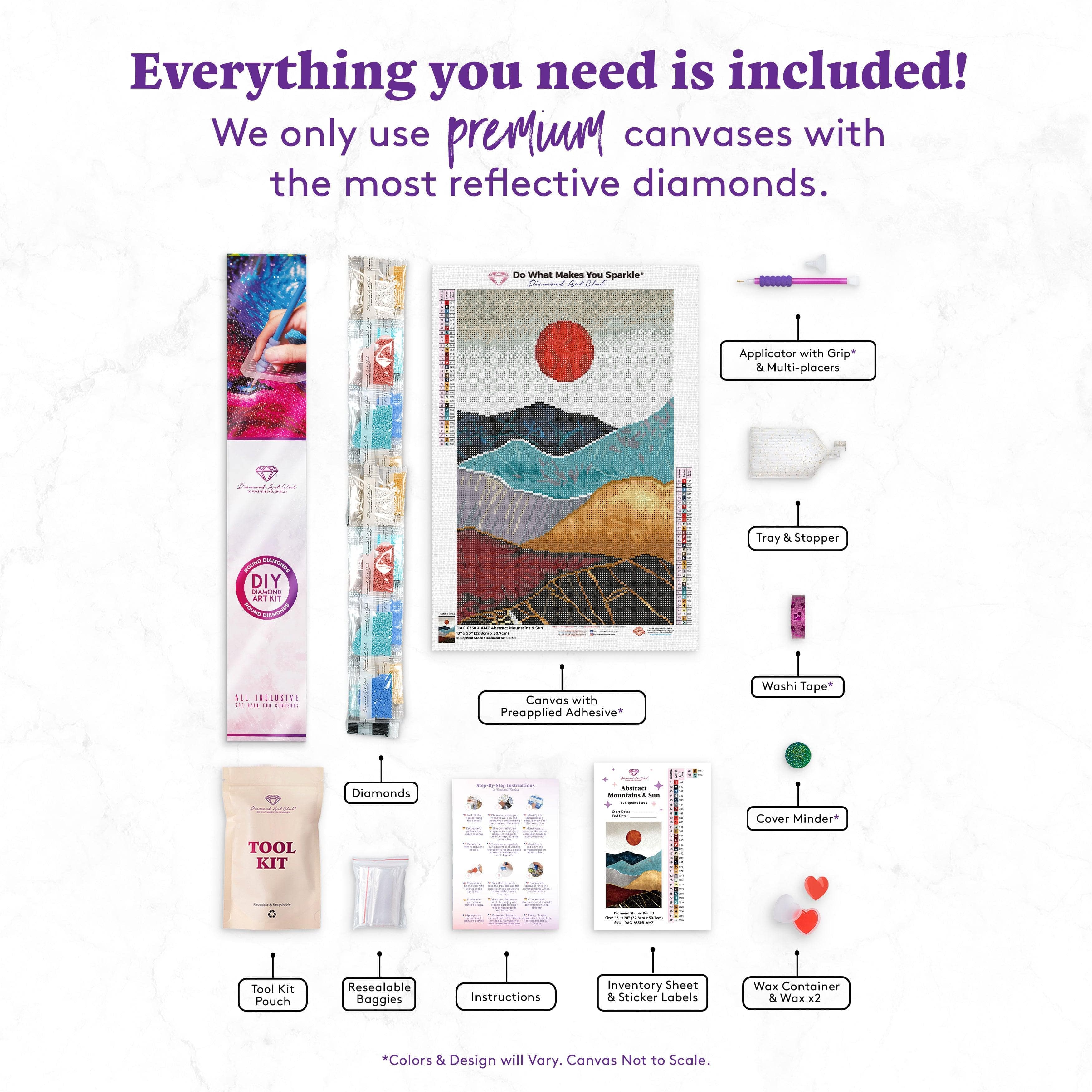 Abstract Mountains & Sun Diamond Painting Kit – Diamond Art Club
