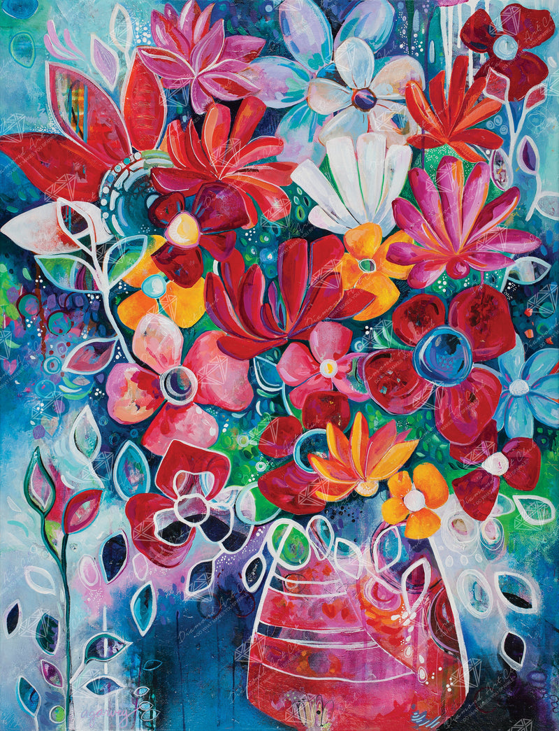 Œuvre d'art « Abondance » : un bouquet expressif de fleurs colorées