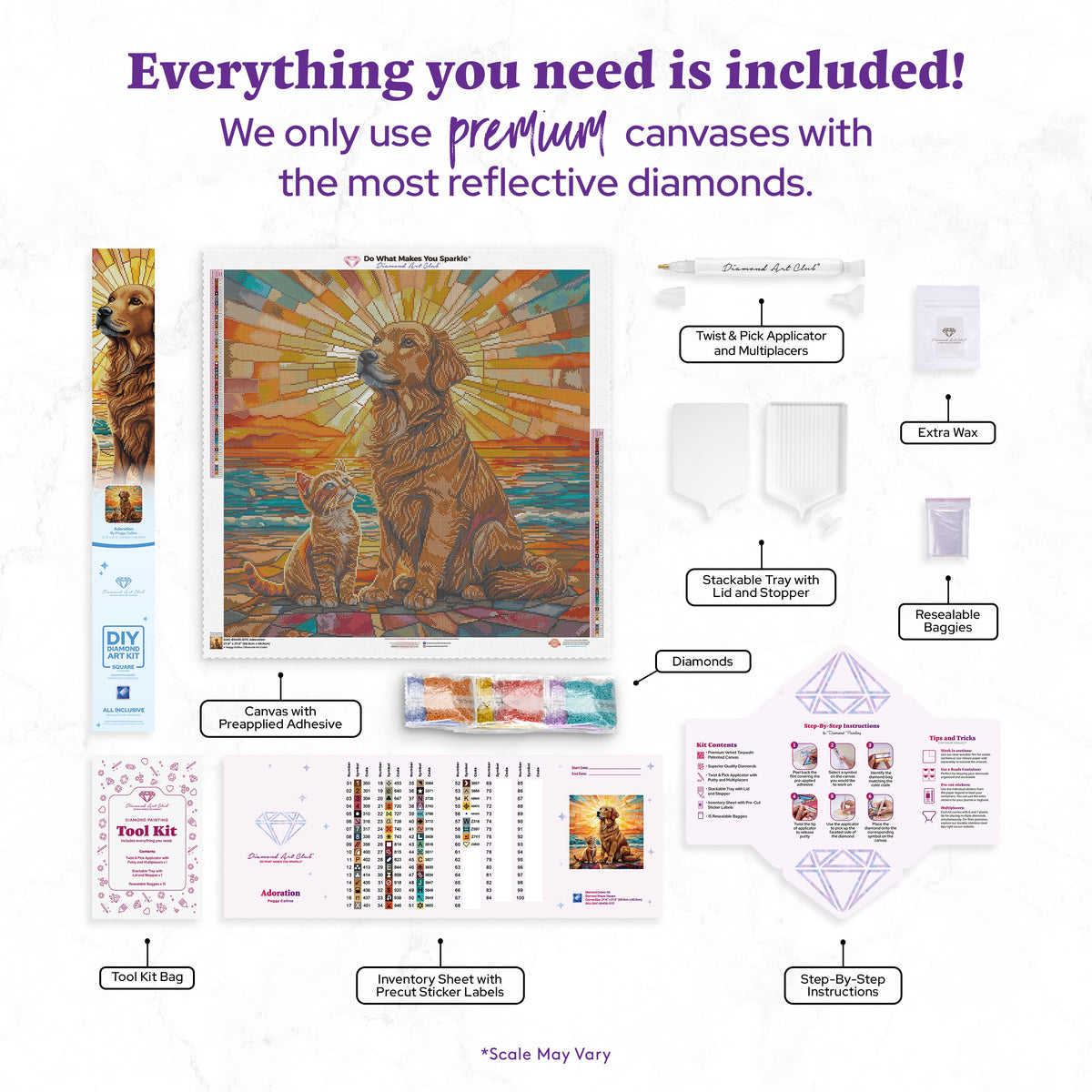 Diamond Painting Adoration 27.6" x 27.6" (69.9cm x 69.9cm) / Square with 60 Colors including 3 ABs and 4 Fairy Dust Diamonds / 78,961