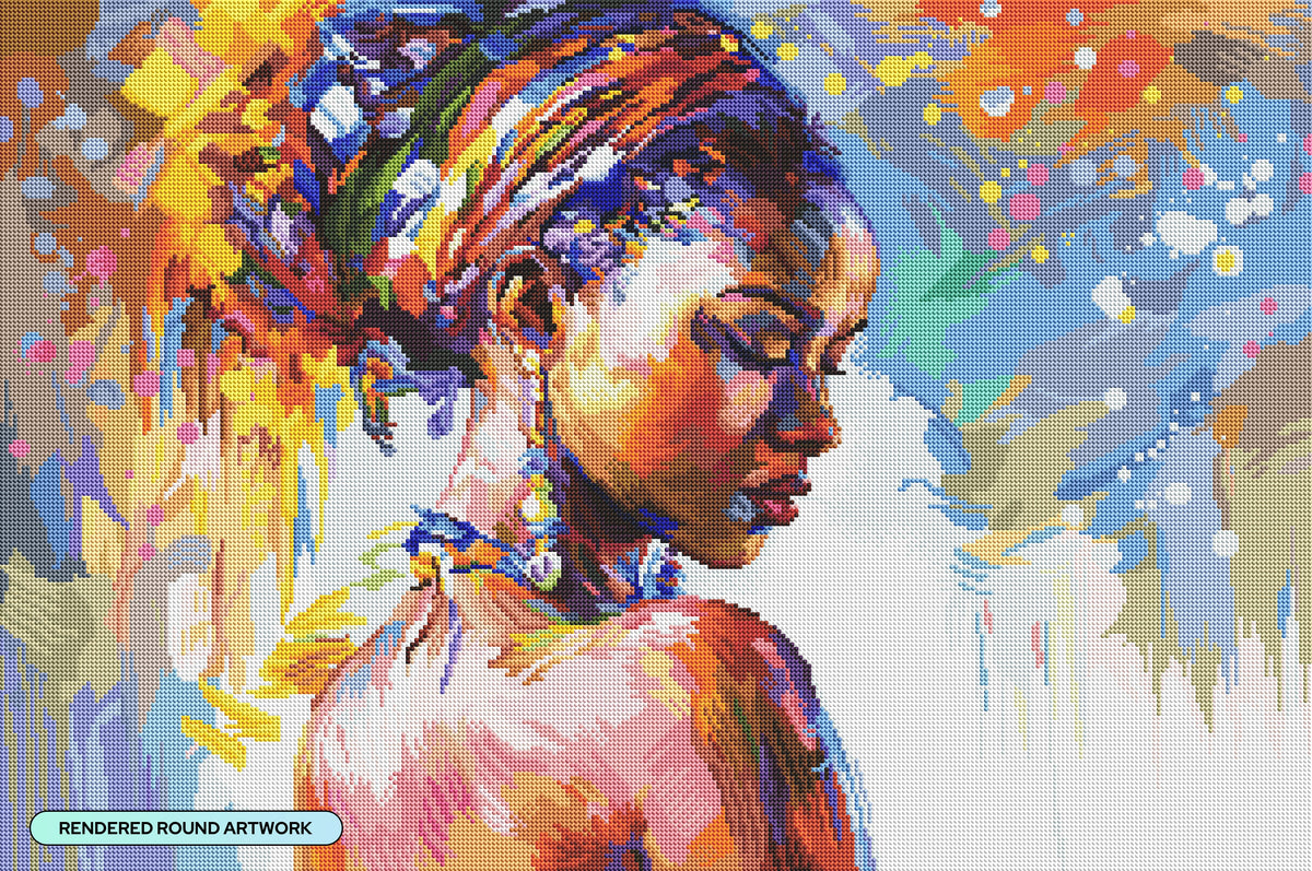 Diamond Painting African Beauty 33" x 22" (83.7cm x 55.6cm) / Round with 72 Colors including 2 ABs and 4 Fairy Dust Diamonds / 61,408