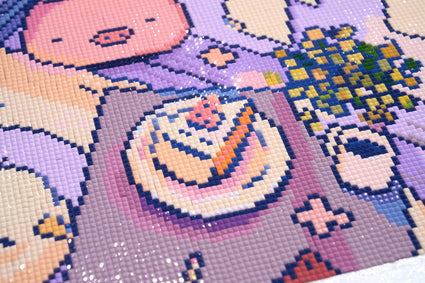 Diamond Painting Afternoon Tea 23.6" x 29.5" (60cm x 74.9cm) / Square With 72 Colors Including 2 ABs and 1 Frosted Diamond and 3 Fairy Dust Diamonds / 72,541